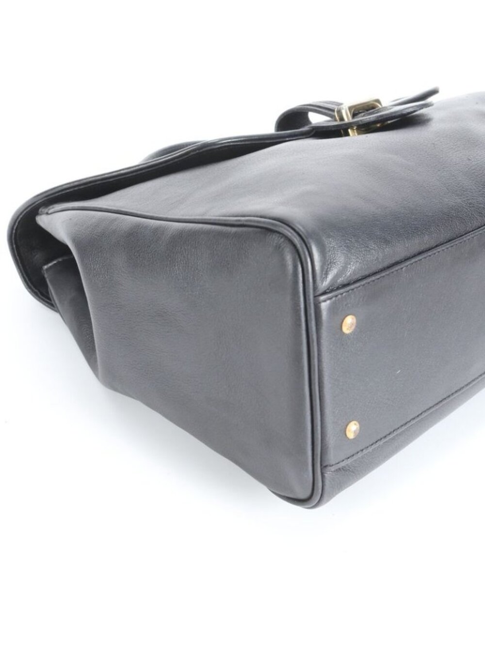 ★SOLD★ Celine Vintage Leather Handbag Tote Black Gold Ree - Picture 6 of 8